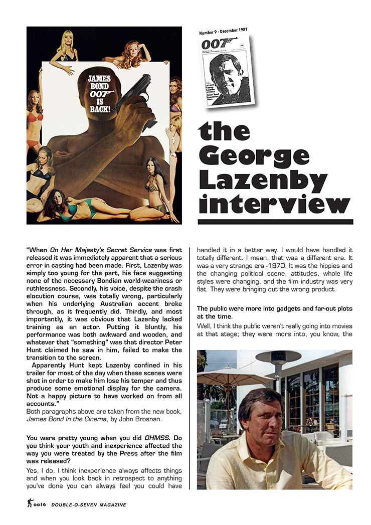 007 MAGAZINE 40th Anniversary Issue - The George Lazenby Interview