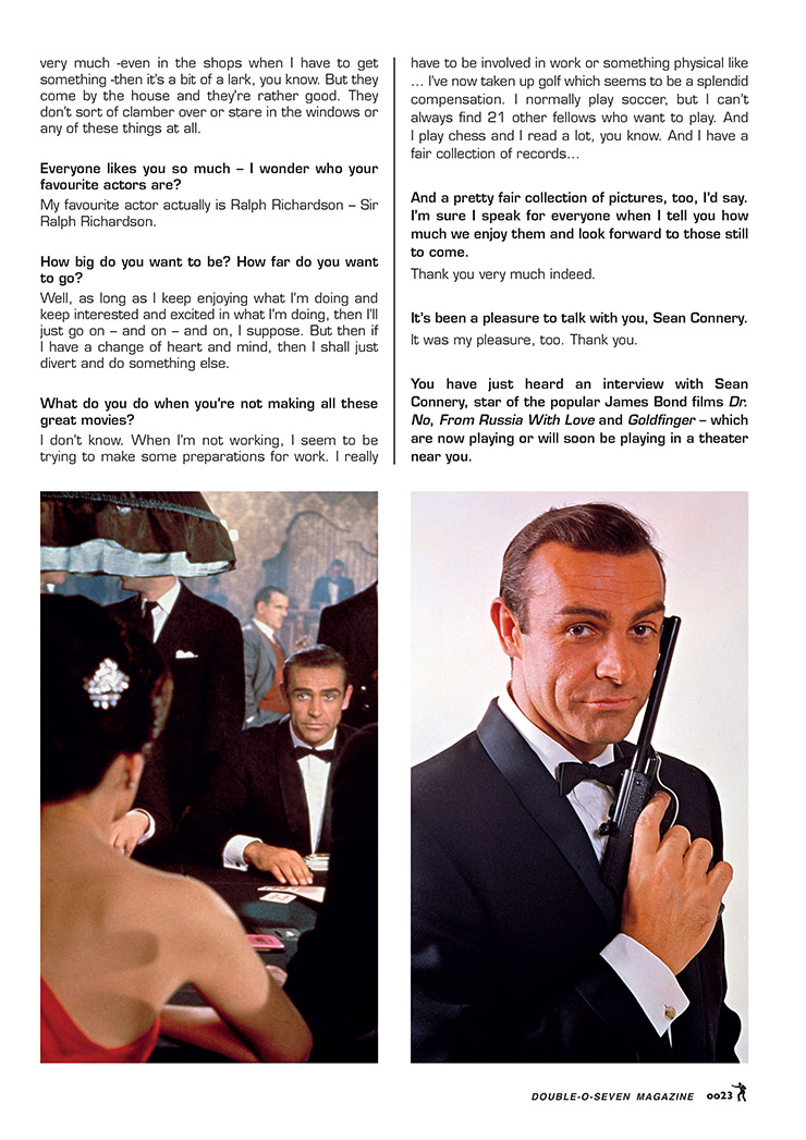 007 MAGAZINE 40th Anniversary Issue - Open end interview with Sean Connery