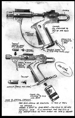 Shark Gun production drawing by Syd Cain