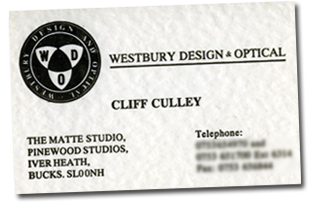 Westbury Design & Optical business card