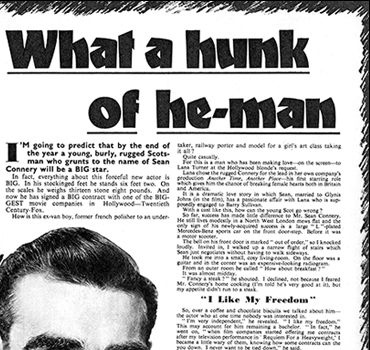 ‘What a hunk of a he-man’ Sean Connery interview PHOTOPLAY April 1958