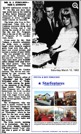 Ken Ferguson marries Sylvia Simmons in 1962