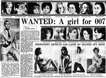 Daily Express feature on the search for the new James Bond girl