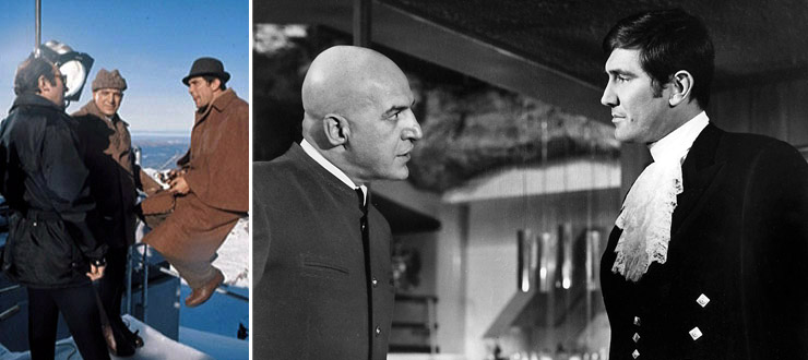 George Lazenby with Telly Savalas on location at Piz Gloria and later at Pinewood Studios