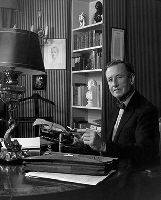 Ian Fleming at his desk in London