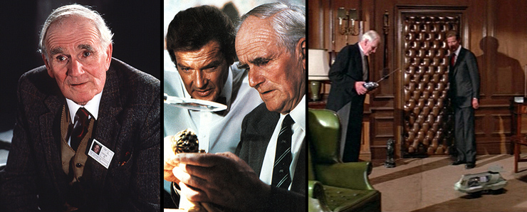 Desmond Llewelyn as Q in The Living Daylights (1987) | Bond and Q Examine the Faberge Egg in Octopussy (1983) | Qs gadgets continue to be treated with disinterest by Roger Moores 007 in  A View To A Kill (1985)