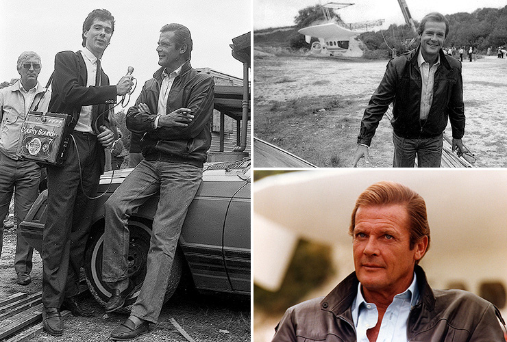Roger Moore on the set of A View To A Kill (1985)