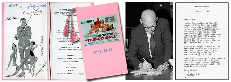 Anniversary Dinner Menu signed by Thunderball guests