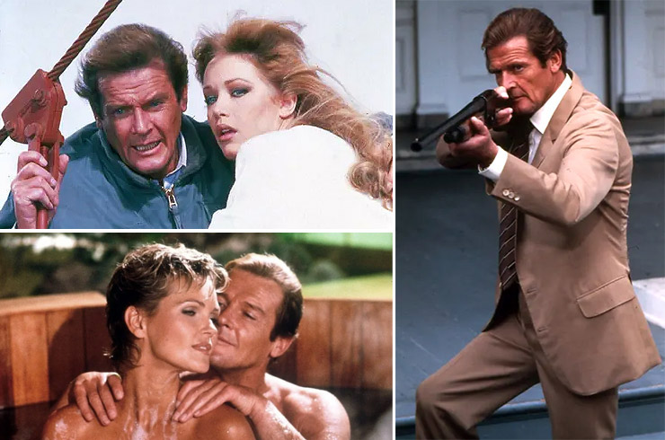 Roger Moore, Tanya Roberts and Fiona Fullerton A View To A Kill (1985)