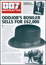 Oddjob's bowler hat sells for 62,000 in 1998