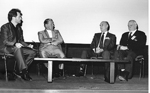 Graham Rye on stage with guests at the 1992 NFT Event