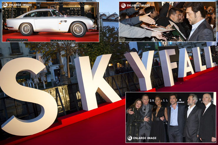 Aston Martin DB5 on display outside the Teatro Espanol in Madrid for the Spanish premiere of Skyfall