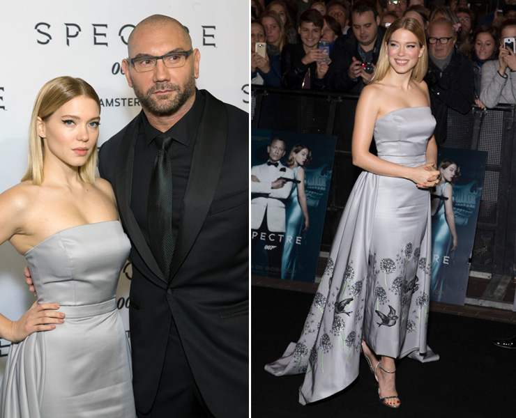 La Seydoux (Madeleine Swann) and David Bautista (Hinx) attend the Dutch premiere of SPECTRE