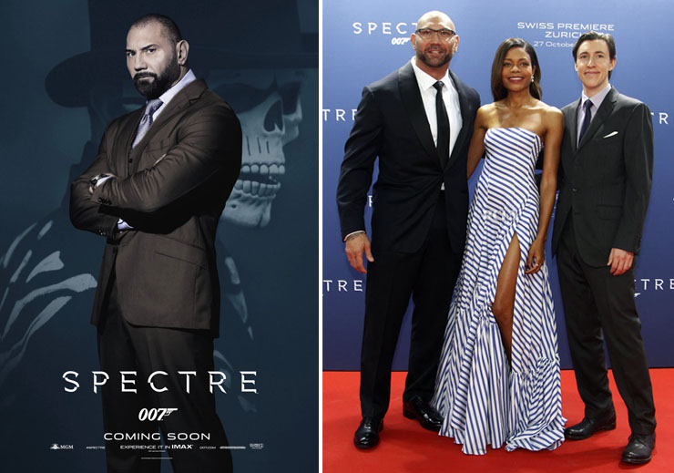 Dave Bautista (Hinx) and Naomie Harris (Moneypenny) are joined by Associate Producer Gregg Wilson in Zurich to launch the film in Switzerland.