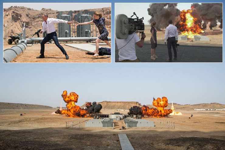 Daniel Craig and Lea Seydoux watch the esplosion in SPECTRE