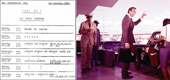 Dr. No shooting schedule - first days filming at Kingston airport 