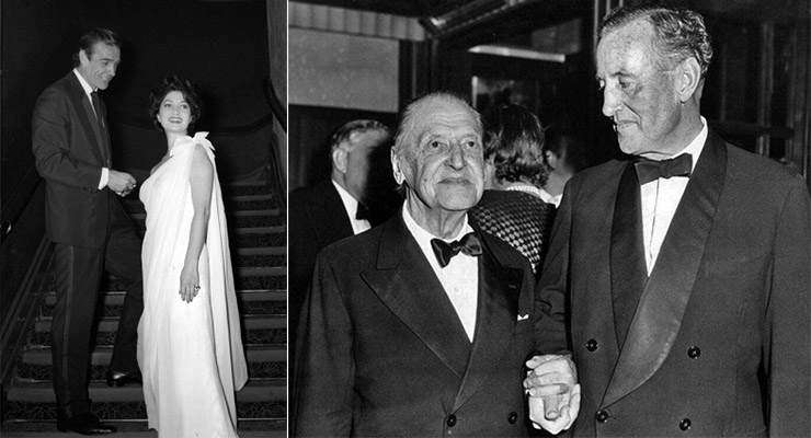 Sean Connery and Zena Marshall | Somerset Maugham and Ian Fleming at the Gala Screening of Dr. No at the London Pavilion October 5th 1962