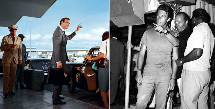 1st day of shooting Palisadoes Airport Dr. No (1962) | Terence Young and Chris Blackwell at Morgan's Harbour Hotel