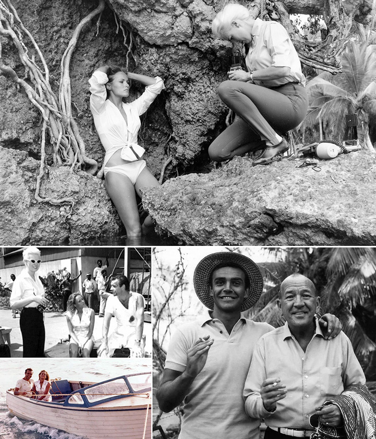 Bunny Yeager and Noel Coward on location in Jamaica Dr. No (1962)