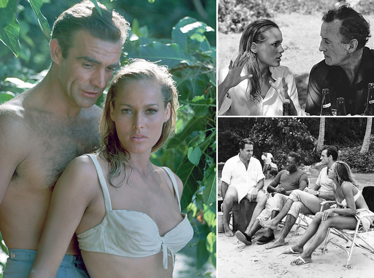 Ursula Andress with Sean Connery, Ian Fleming, Albert R. Broccoli and John Kitzmiller