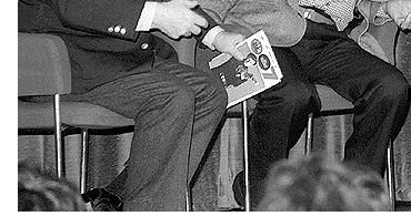 Maurice Binder, Syd Cain and Peter Hunt on stage at the 1982 Convention