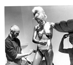 Shirely Eaton being gilded for Loomis Dean's LIFE Magazine photoshoot
