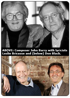 Composer John Barry with lyricists Leslie Bricusse and Don Black