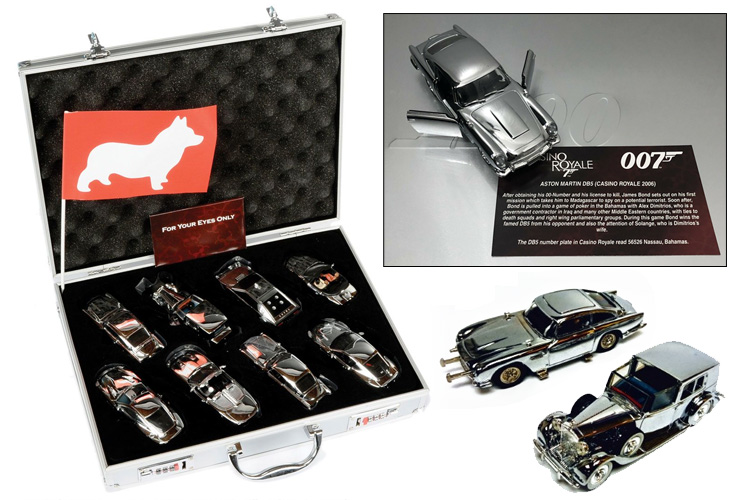 BONDEX1  Corgi Chrome Editions with Flight Case (2006)