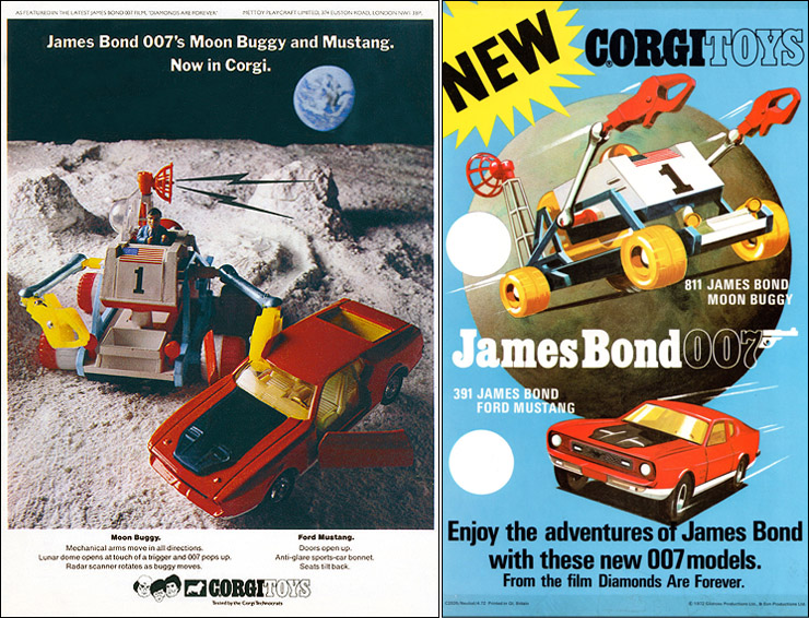 James Bond 007 Moon Buggy/Mustang Mach 1 Corgi advertisments