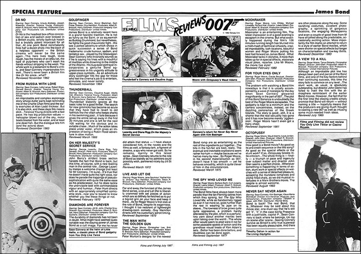 FILMS AND FILMING Reviews 007 July 1987