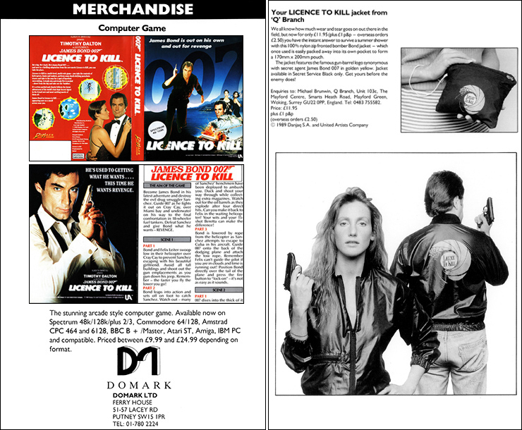 Licence To Kill (1989) Domark computer game/Jacket