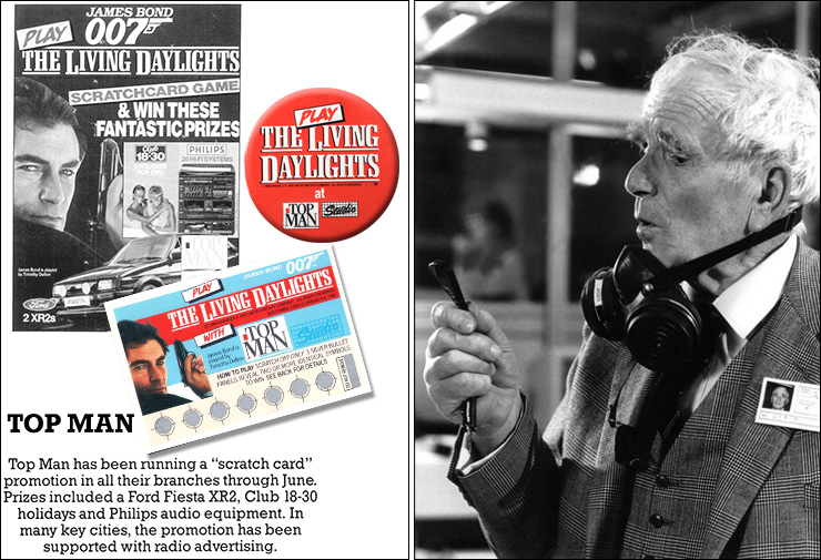 The Living Daylights (1987) Topman promotion/Desmond Llewelyn as Q