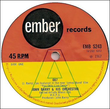 ‘007’ John Barry Ember Records single 1967