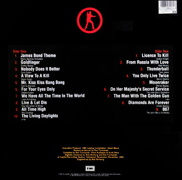 The Best of JAMES BOND 30TH ANNIVERSARY COLLECTION Compilation rear sleeve
