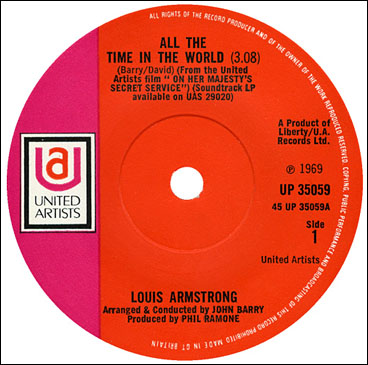 ‘All the Time In The World’ Louis Armtrong 45 rpm single