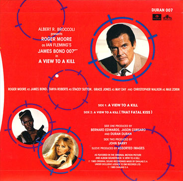 A View To A Kill 45rpm single back cover