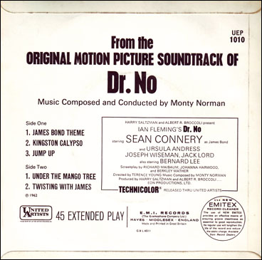 EP Excerpts from Dr. No film sound track rear sleeve