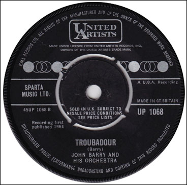 ‘Troubadour’ John Barry 45rpm single