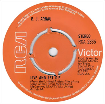 ‘Live And Let Die’ B.J Arnau 45rpm single