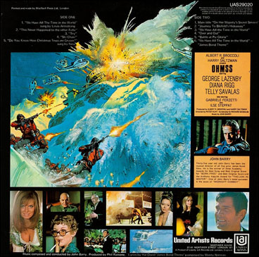 On Her Majesty's Secret Service Original Motion Picture Soundtrack  rear sleeve