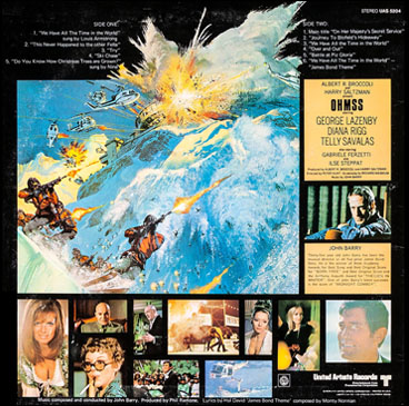 On Her Majesty's Secret Service Original Motion Picture Soundtrack USA rear sleeve