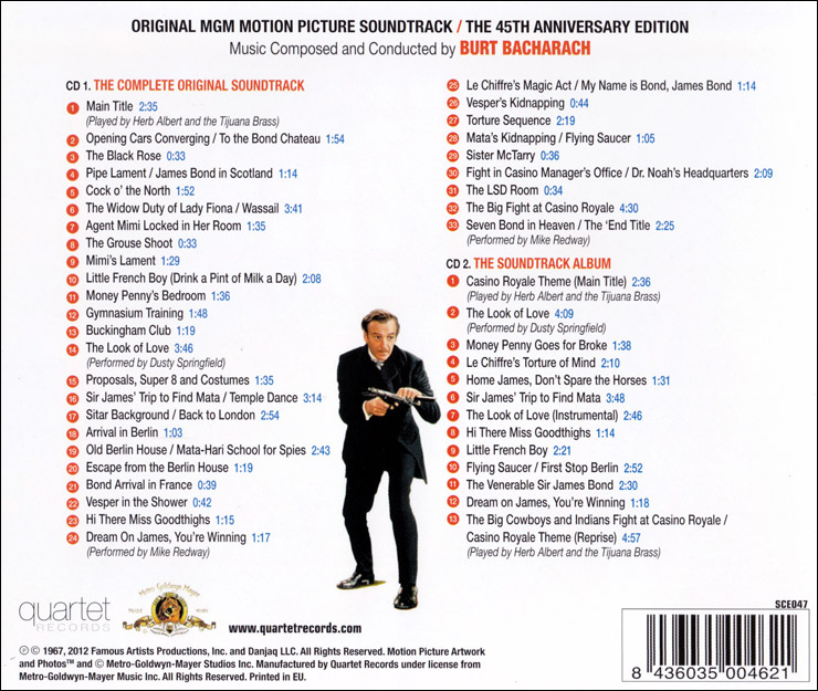 Quartet Records Casino Royale 2012 45th anniversary track listing