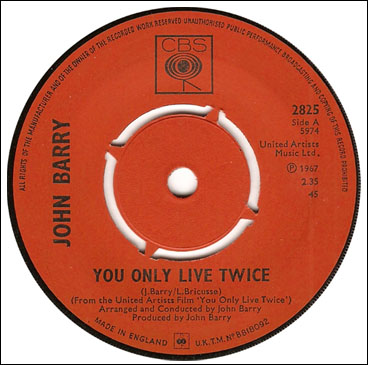 ‘You Only Live Twice’ John Barry 45rpm single