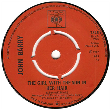 ‘The Girl With The Sun In Her Hair’ john Barry 45rpm single