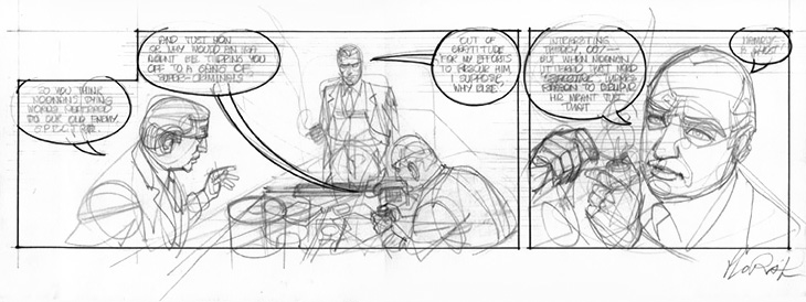 Horak's rough un-numbered strip from the abandoned War Cloud story 1979