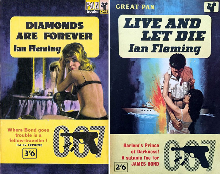 DIAMONDS ARE FOREVER PAN Paperback X235/LIVE AND LET DIE GP83 cover artwork by Pat Owen