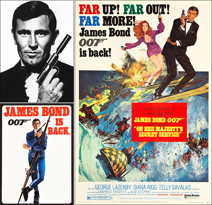 George Lazenby as James Bond|Robert McGinnis & Frank McCarthy/Yves Thos poster artwork