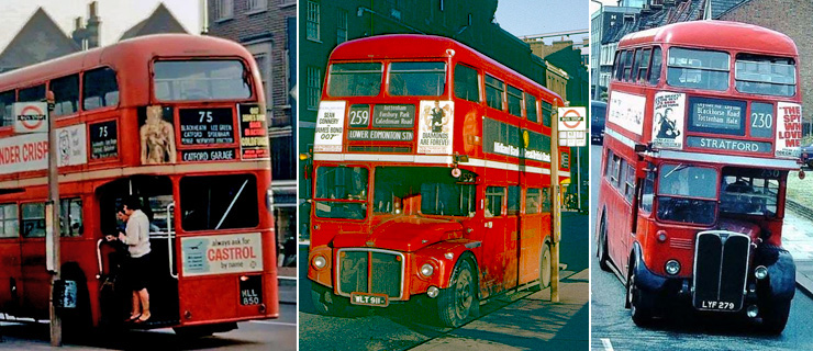 Double-crown posters displayed on London's iconic Routemaster double-decker buses
