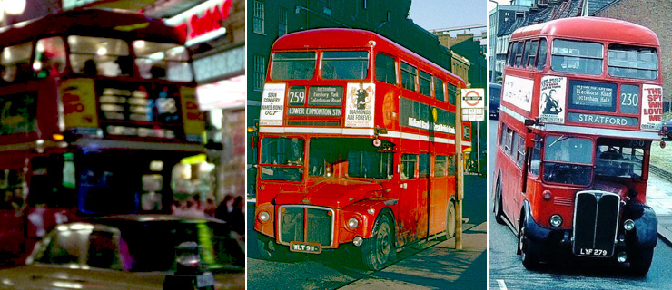 Double-crown posters displayed on London's iconic Routemaster double-decker buses