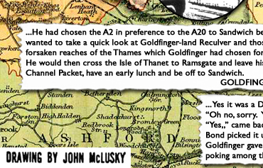 Kent Map showing  GOLDFINGER locations